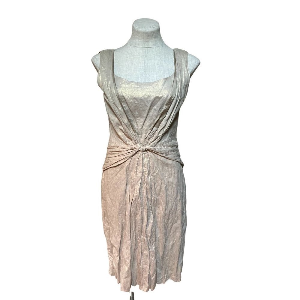 Vintage Ronen Chen Draped Cocktail Dress Gold Cotton Romantic Bohemian